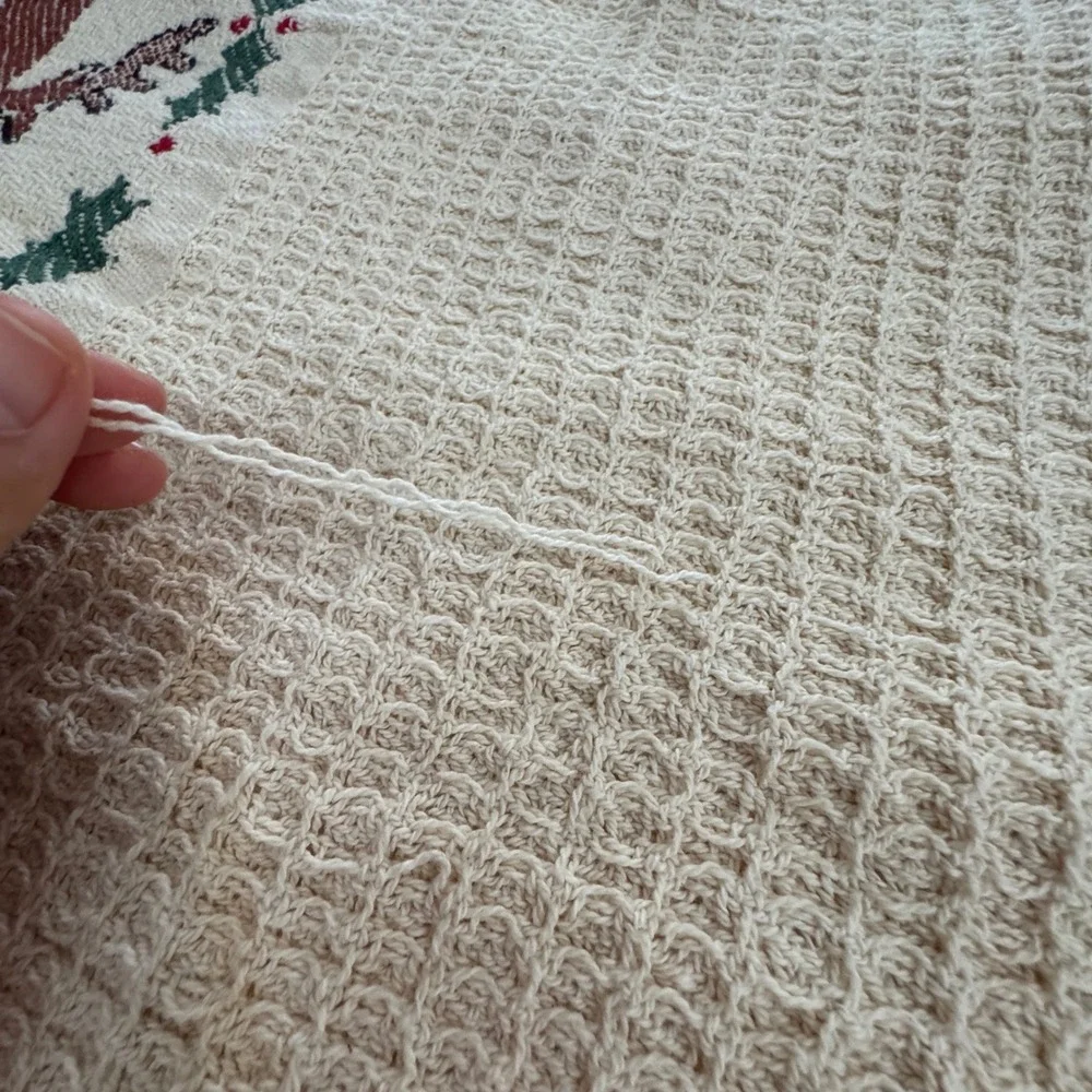 Manual Woodworkers Weavers Leaping Deer Christmas Woven Throw Blanket Cotton USA